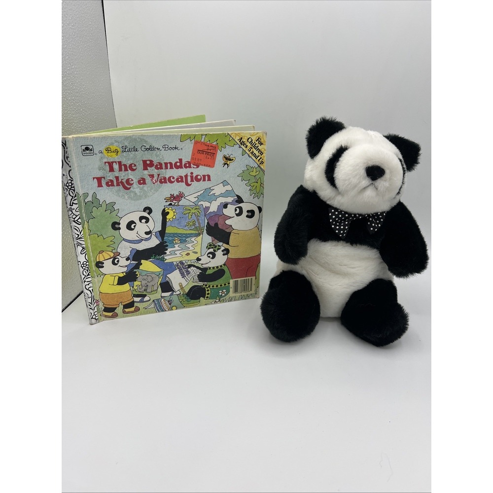 VTG 1980s Panda Set-1985 Gund Plush & 1st Edition Big Little Golden Book 1986